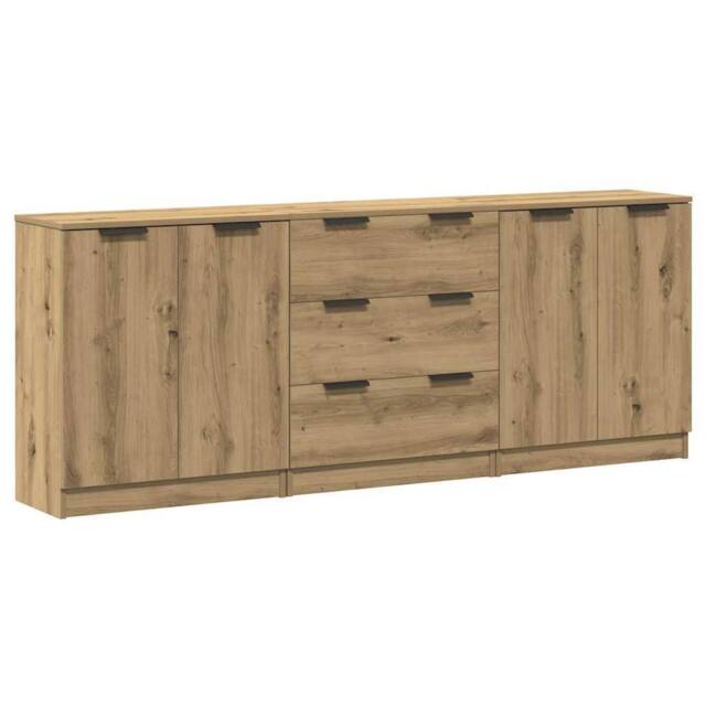 Berkfield Home Sideboards 3 pcs Artisan Oak 60x30x70 cm Engineered Wood in Brown - Size: 60 x 30 x 70 cm - image 1