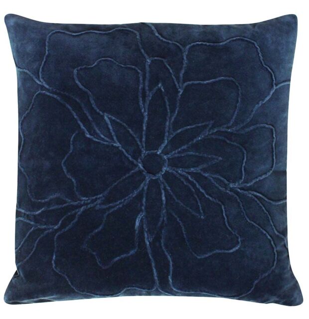 Furn Angeles Floral Pleating Velvet Cushion in Navy - image 1