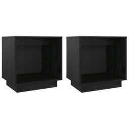 Berkfield Home Bedside Cabinets 2 pcs Black 40x30x40 cm Solid Wood Pine - Size: 40 x 30 x 40 cm - thumbnail 2