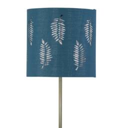 First Choice Lighting Antique Brass Stick Table Lamp with Teal Fern Cut Out Shade in Bronze - thumbnail 2