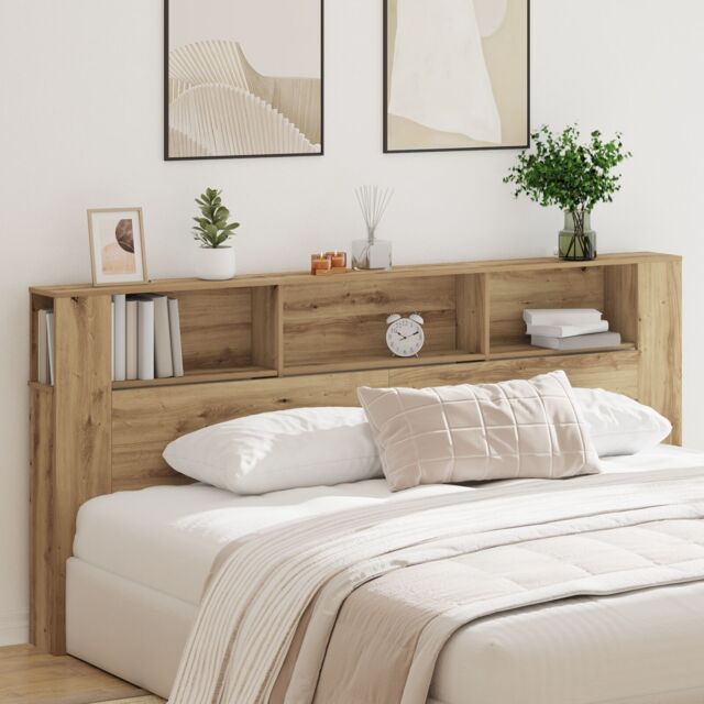 Berkfield Home Headboard Cabinet Artisan Oak 220x18, 5x104, 5 cm in Brown - image 1