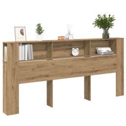 Berkfield Home Headboard Cabinet Artisan Oak 220x18, 5x104, 5 cm in Brown - thumbnail 2