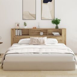 Berkfield Home Headboard Cabinet Artisan Oak 220x18, 5x104, 5 cm in Brown - thumbnail 4