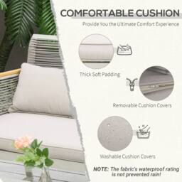 Matteo 4-Piece Grey Rattan Garden Sofa Set with Cushions & Coffee Table - thumbnail 5