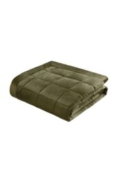 Catherine Lansfield 'Kingsley Matt Velvet' Quilted Bedspread in Olive - thumbnail 3