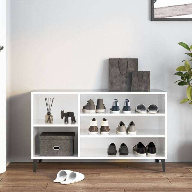 Berkfield Home Shoe Cabinet High Gloss White 102x36x60 cm Engineered Wood - Size: 102 x 36 x 60 cm - image 1
