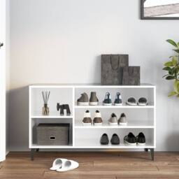 Berkfield Home Shoe Cabinet High Gloss White 102x36x60 cm Engineered Wood - Size: 102 x 36 x 60 cm