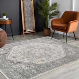Livabliss Chester-Vintage Grey White Traditional Boho Living Dining Bedroom Rug - Size: 80 cm x 150 cm - thumbnail 7