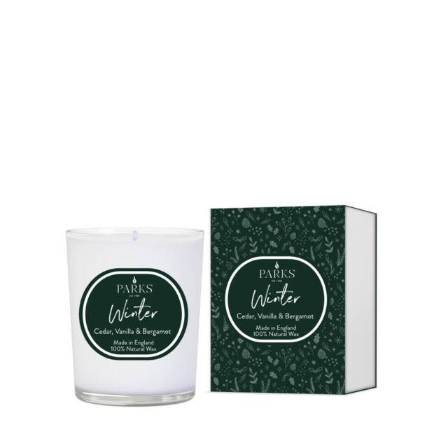 Parks Candles PARKS WINTER - CANDLE 180G CEDAR, VANILLA & BERGAMOT in White - Size: 200g