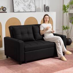 ERGOVEXA Two-Seater Pull-Out Sofa Bed, Black - thumbnail 3