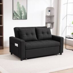 ERGOVEXA Two-Seater Pull-Out Sofa Bed, Black - thumbnail 4