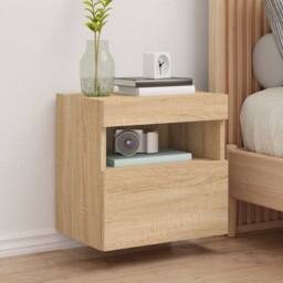 Berkfield Home TV Wall Cabinets with LED Lights 2 pcs Sonoma Oak 40x30x40 cm in Light Brown - Size: 40 x 30 x 40 cm - thumbnail 2
