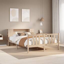 Berkfield Home Bookcase Bed without Mattress 135x190cm Solid Wood Pine in Brown - Size: 135x190 cm - thumbnail 2