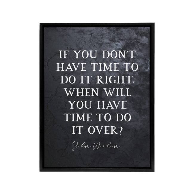 "Artery8 Basketball Quote John Wooden Do It Right Framed Canvas Wall Art Print in Grey - Size: W12"" x H16""" - image 1