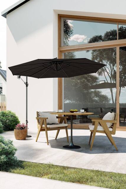 Garden Sanctuary Black Large Garden Cantilever 3m Banana Parasol - image 1