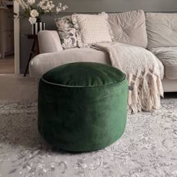 rucomfy Beanbags rucomfy Velvet Pouffe - Indoor Bean Bag Footstool in Emerald - thumbnail 2