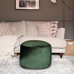 rucomfy Beanbags rucomfy Velvet Pouffe - Indoor Bean Bag Footstool in Emerald - thumbnail 3