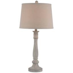 Wyld Haus Piana Slim Natural Wooden Effect Table Lamp with Linen Shade in Cream - Size: Small - thumbnail 2