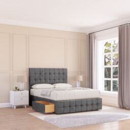 "Sloomy Berlin Divan Bed Base No Drawers 12"" Footboard & 54"" Floor Standing Headboard in Dark Grey - Size: Small Single" - thumbnail 1