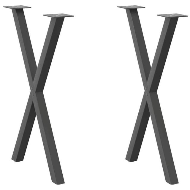 Berkfield Home Dining Table Legs X-Shaped 2 pcs Anthracite 60x(72-73) cm Steel in Dark Grey - image 1