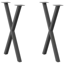 Berkfield Home Dining Table Legs X-Shaped 2 pcs Anthracite 60x(72-73) cm Steel in Dark Grey - thumbnail 1