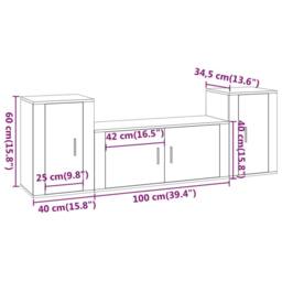 Berkfield Home Classic 3 Piece TV Cabinet Set Grey Sonoma Engineered Wood - thumbnail 8