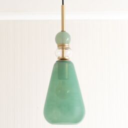 ValueLights Anastasia Green Glass Stacked Gold Detail Ceiling Pendant Light - thumbnail 4