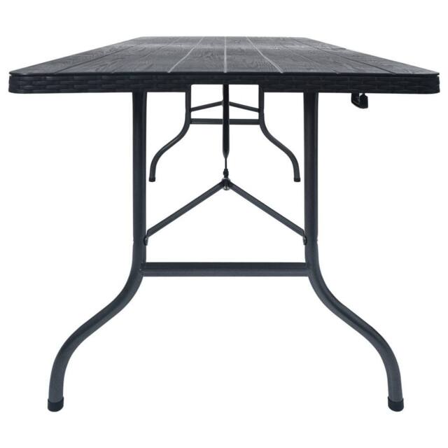 Berkfield Home Durable Folding Garden Table Black 180x75x72 cm HDPE Imitation Rattan - Size: 180 x 75 x 72 cm - image 1