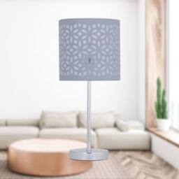 First Choice Lighting Set of 2 Chrome Touch Operated Table Lamps with Grey Cut Out Shades in Silver - thumbnail 8