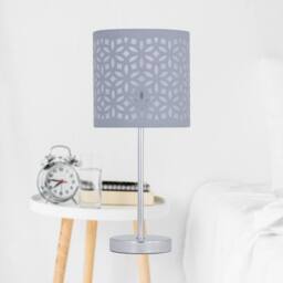 First Choice Lighting Set of 2 Chrome Touch Operated Table Lamps with Grey Cut Out Shades in Silver - thumbnail 7