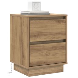 Berkfield Home Bedside Cabinets with LED Lights 2 pcs Artisan Oak 39x34.5x50 cm in Brown - thumbnail 3