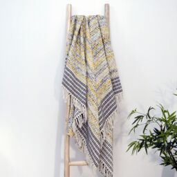 Allure Bath Fashions Zig Zag Heavyweight Herringbone Throw Blanket in Mustard - Size: 125 cm x 150 cm - thumbnail 4