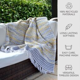 Allure Bath Fashions Zig Zag Heavyweight Herringbone Throw Blanket in Mustard - Size: 125 cm x 150 cm - thumbnail 3