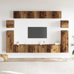 Berkfield Home 8 Piece TV Cabinet Set Wall-mounted Old Wood Engineered Wood in Brown - thumbnail 3