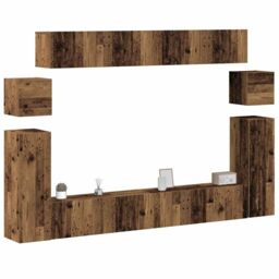 Berkfield Home 8 Piece TV Cabinet Set Wall-mounted Old Wood Engineered Wood in Brown - thumbnail 1