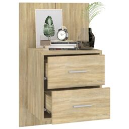 Berkfield Home Wall-mounted Bedside Cabinets 2 pcs Sonoma Oak in Brown - thumbnail 4