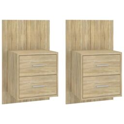 Berkfield Home Wall-mounted Bedside Cabinets 2 pcs Sonoma Oak in Brown - thumbnail 2