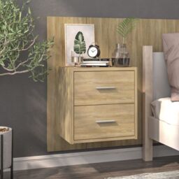 Berkfield Home Wall-mounted Bedside Cabinets 2 pcs Sonoma Oak in Brown - thumbnail 3