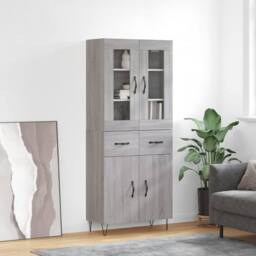 Berkfield Home Highboard Grey Sonoma 69.5x34x180 cm Engineered Wood - thumbnail 2