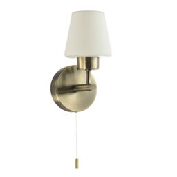 Happy Homewares Modern Metal & Opal Glass IP44 Rated Bathroom Wall Lighting Fixture in Metallic Gold - thumbnail 2