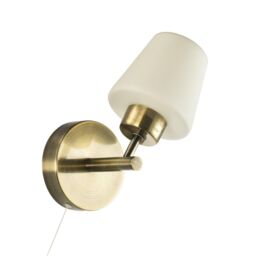 Happy Homewares Modern Metal & Opal Glass IP44 Rated Bathroom Wall Lighting Fixture in Metallic Gold - thumbnail 4