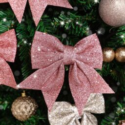 Melody Maison Set Of 4 Glitter Pink Christmas Bows - thumbnail 5