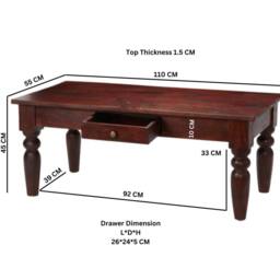 Wyld Haus Oxford Mahogany Mango Wood Coffee Table 1 Drawer in Brown - thumbnail 4