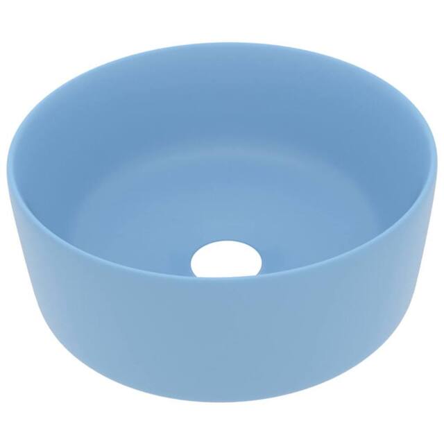 Berkfield Home Luxury Wash Basin Round Matt Light Blue 40x15 cm Ceramic - image 1