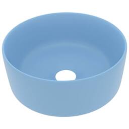 Berkfield Home Luxury Wash Basin Round Matt Light Blue 40x15 cm Ceramic - thumbnail 1