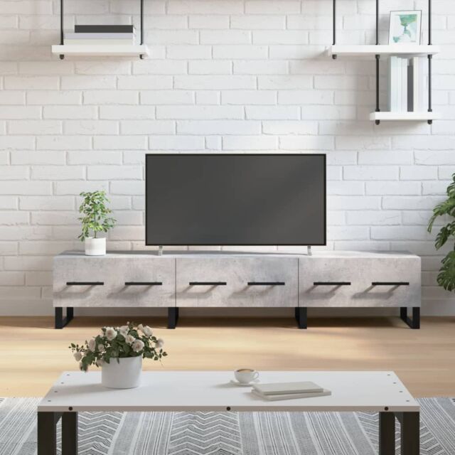 Berkfield Home TV Cabinet Concrete Grey 150x36x30 cm Engineered Wood - Size: 150 x 36 x 30 cm - image 1