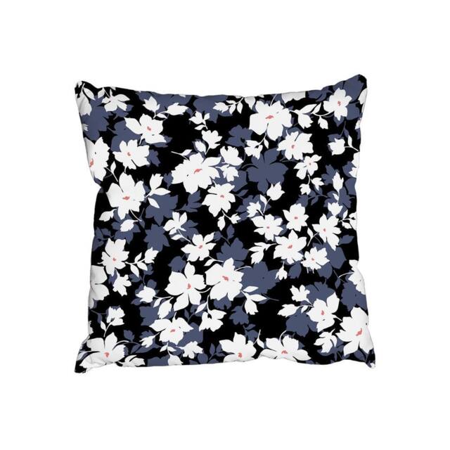 Benjamin Tate Design Cushions - White, Black & Purple Flowers (Cushion)