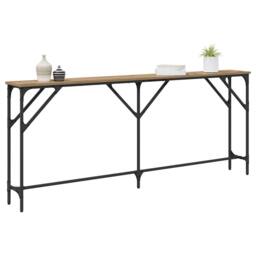 Berkfield Home Console Table Artisan Oak 180x23x75 cm Engineered Wood in Brown - Size: 180 x 23 x 75 cm - thumbnail 3