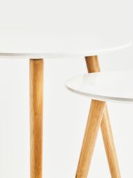 Orsina Round Nest of 2 Tables, Gloss Finish Nesting Table, Versatile Coffee Tables, Small Tables for Living Room in White - thumbnail 5