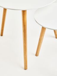 Orsina Round Nest of 2 Tables, Gloss Finish Nesting Table, Versatile Coffee Tables, Small Tables for Living Room in White - thumbnail 6